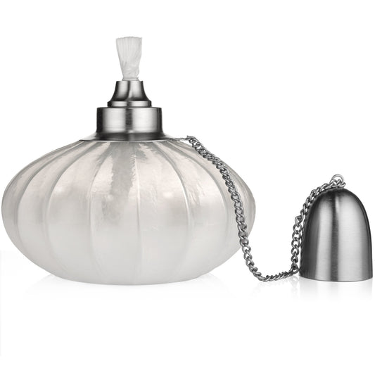 H Potter Tabletop Torch White Tinted Glass Outdoor Patio and Deck