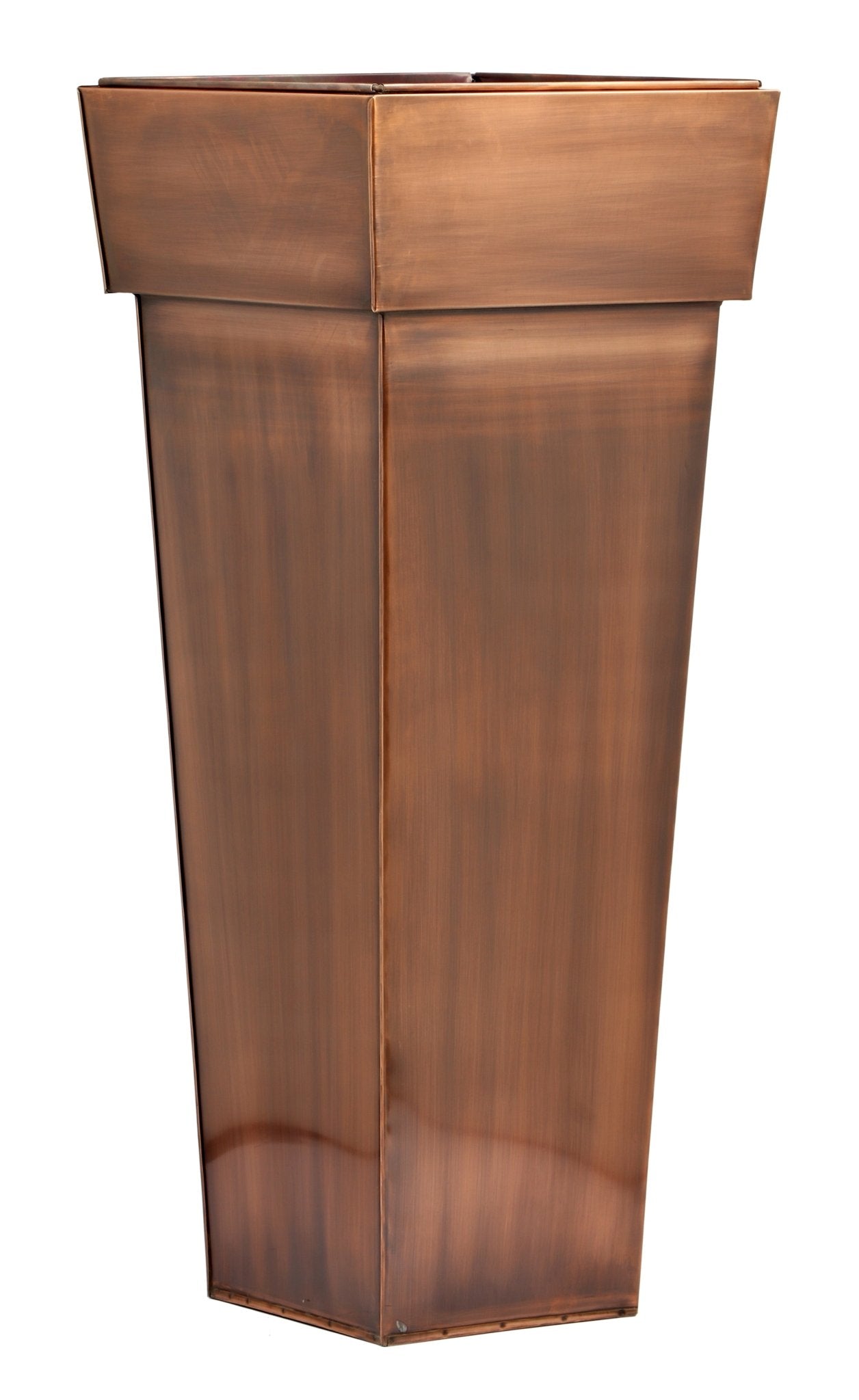 H Potter Tall Square Planter – Stainless Steel w/Antique Copper Finish 36.5
