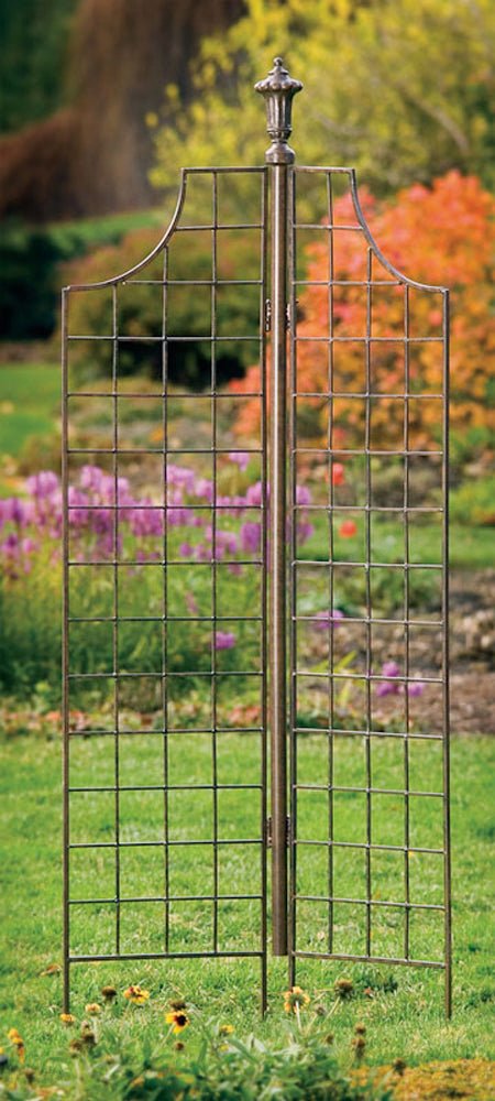 H Potter Trellis Large Two-Panel Garden Screen Wrought Iron Wall Art Landscaping Backyards Yard Patio Wedding Grid Pattern