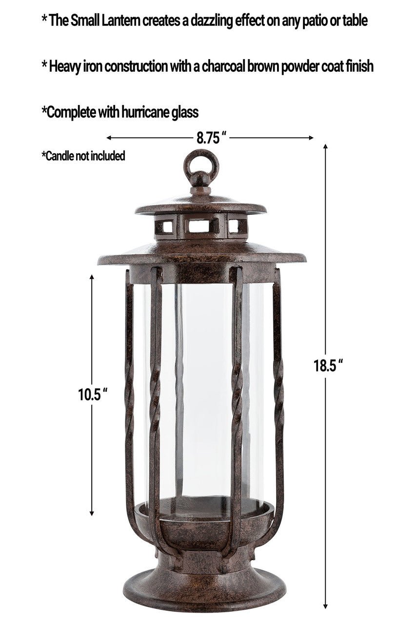 H Potter Cast Iron Decorative Candle Lantern Landscape Lighting with Hand-Blown Glass