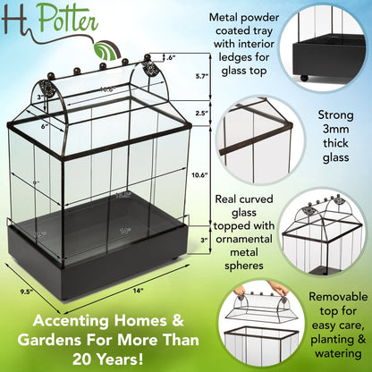 H Potter Wardian Case Terrarium For Sale with Curved Glass Roof Plant Planter Container Indoor Garden Mothers Day Gift