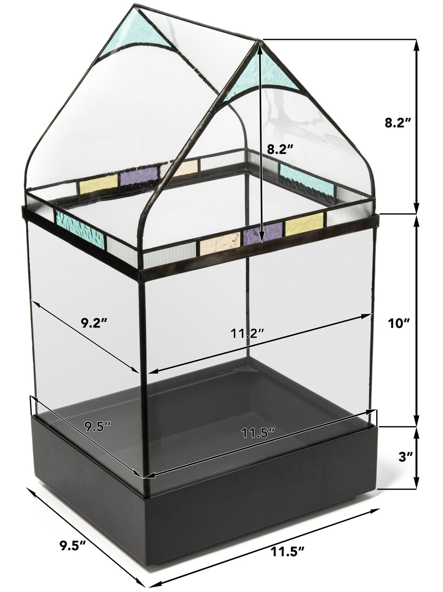 H Potter Terrarium Wardian Case with Colored and Textured Glass Large Plant Container Display Case Planter Box Indoor Garden