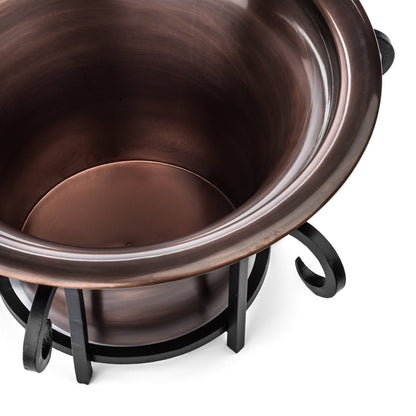 inner view of h potter antique copper round hanging planter