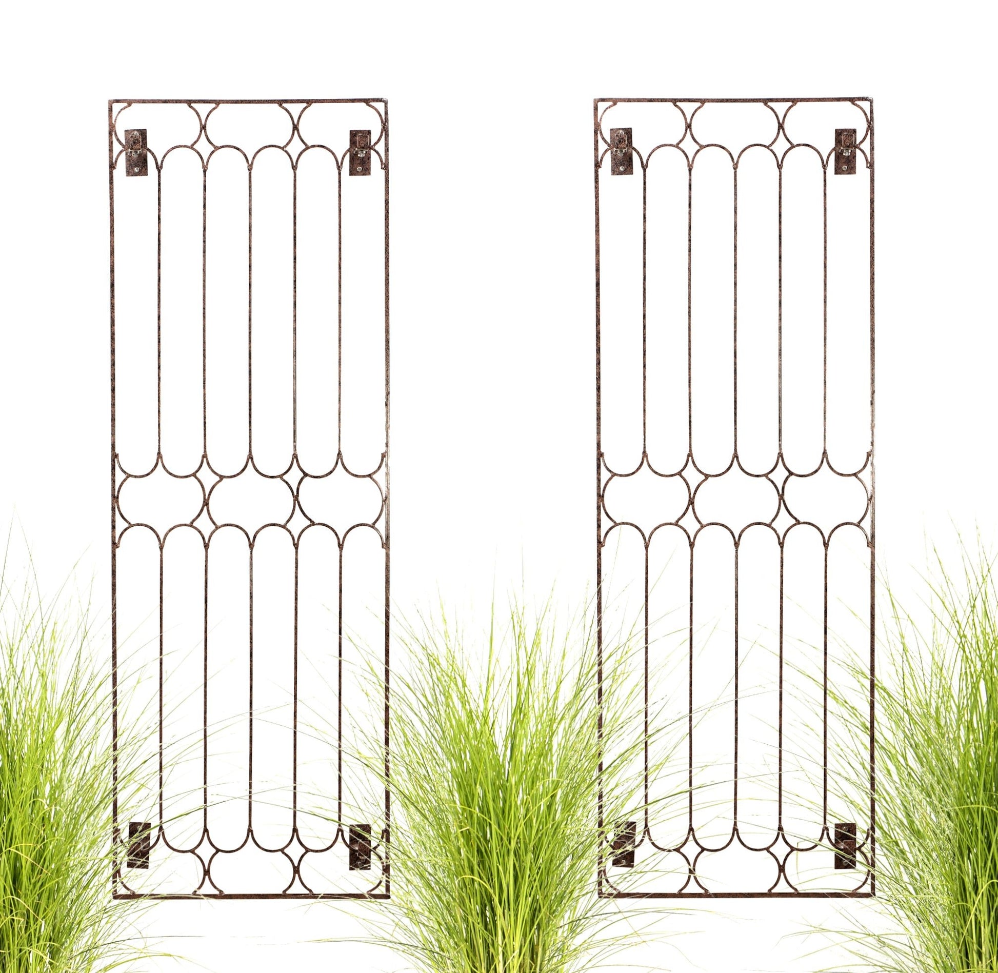 H Potter Carlisle Wall Trellis Set of 2 Garden Trellis with green grass plants