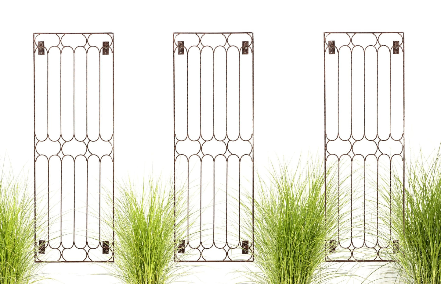 H Potter Carlisle Wall Trellis Set of 3 – 69" Tall Iron Garden Screens with plants