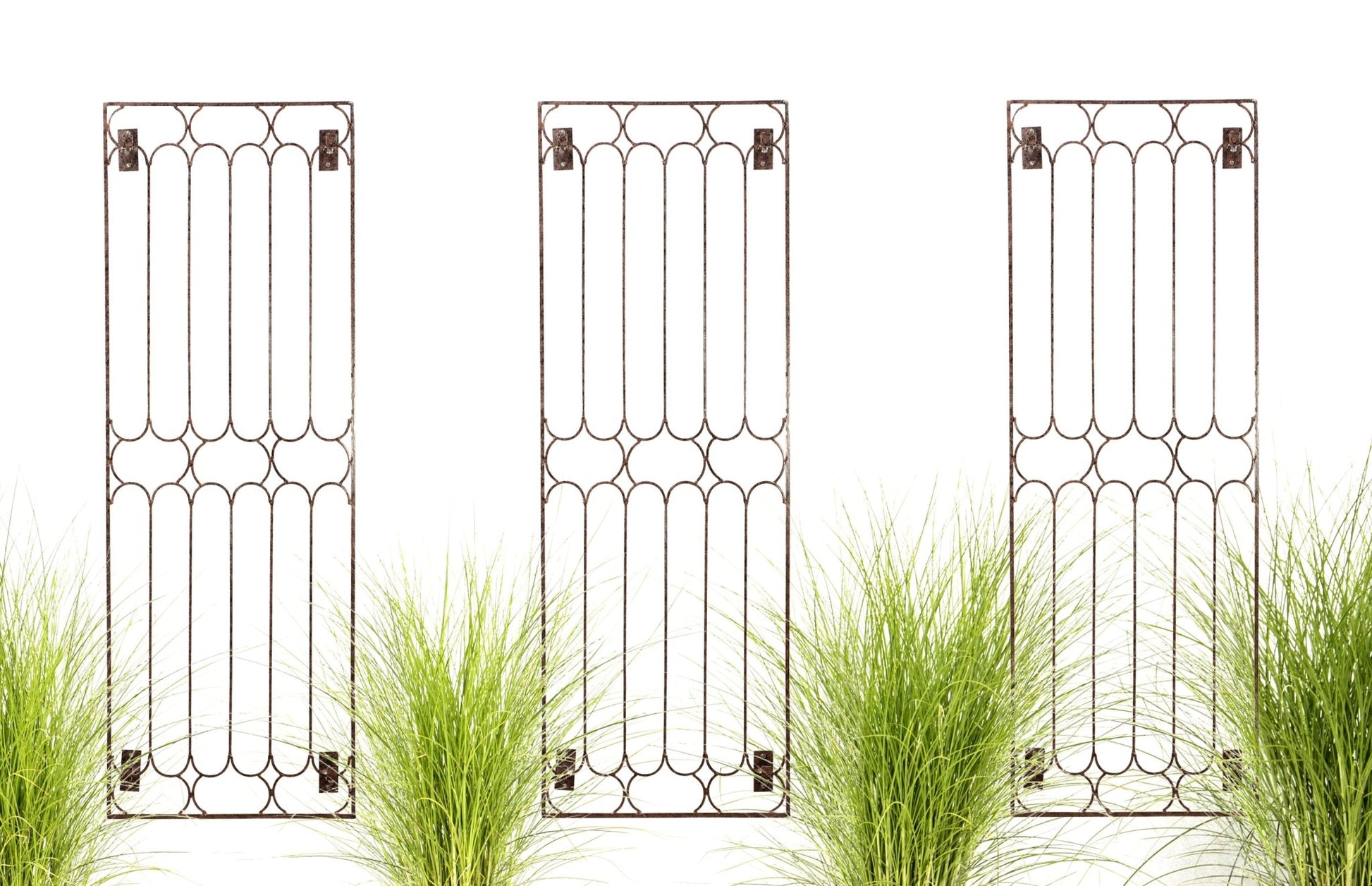H Potter Carlisle Wall Trellis Set of 3 – 69" Tall Iron Garden Screens with plants