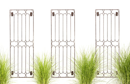 H Potter Carlisle Wall Trellis Set of 3 – 69" Tall Iron Garden Screens with plants