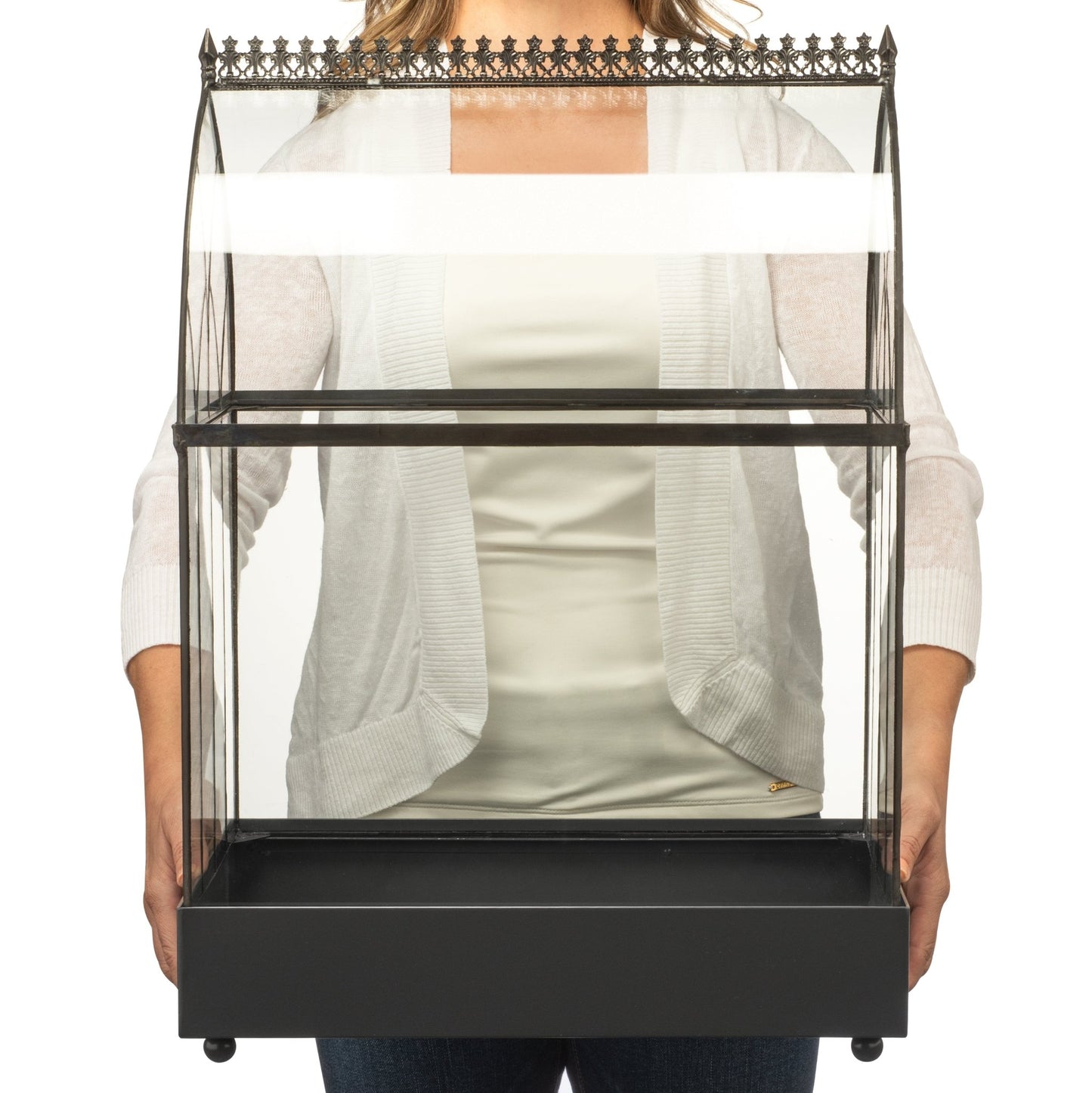 H Potter Large Terrarium with lady holding for scale