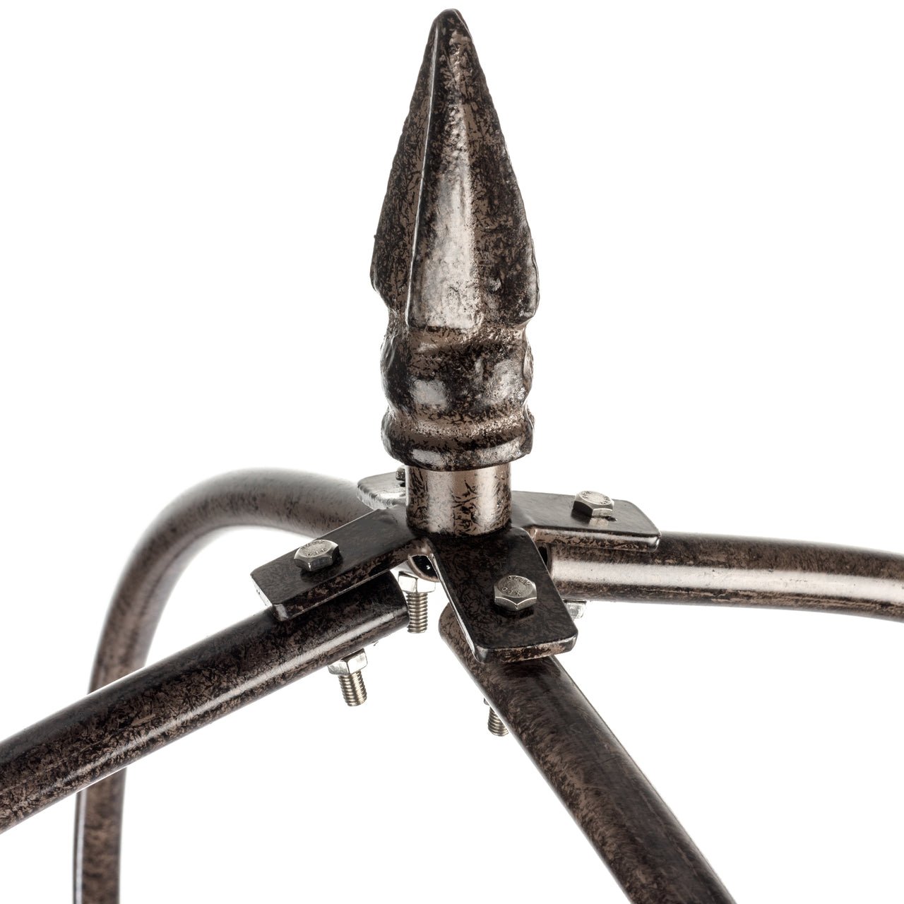 decorative metal finial top detail on chic farming obelisk trellis