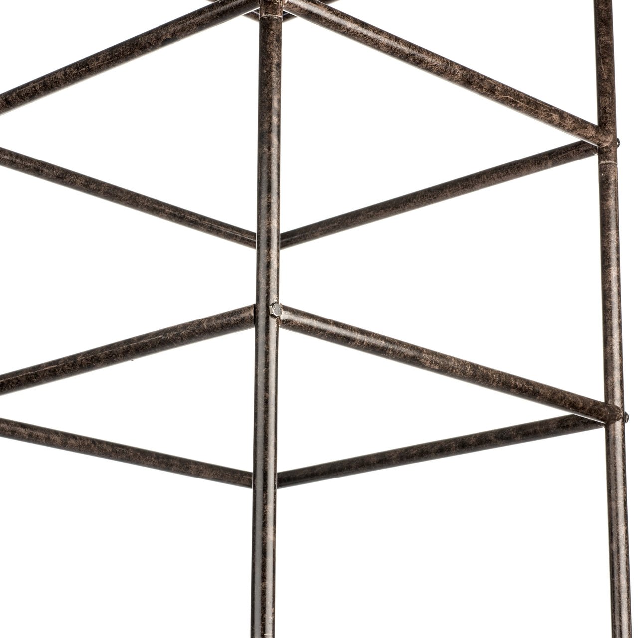 metal cross bar support detail on chic farming obelisk trellis