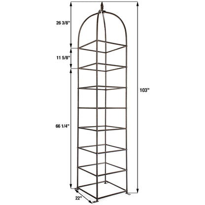 dimension diagram of large chic farming obelisk trellis with height and width measurements