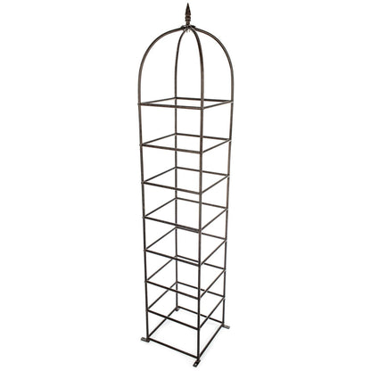 large chic farming charcoal brown metal rose obelisk trellis with pointed top