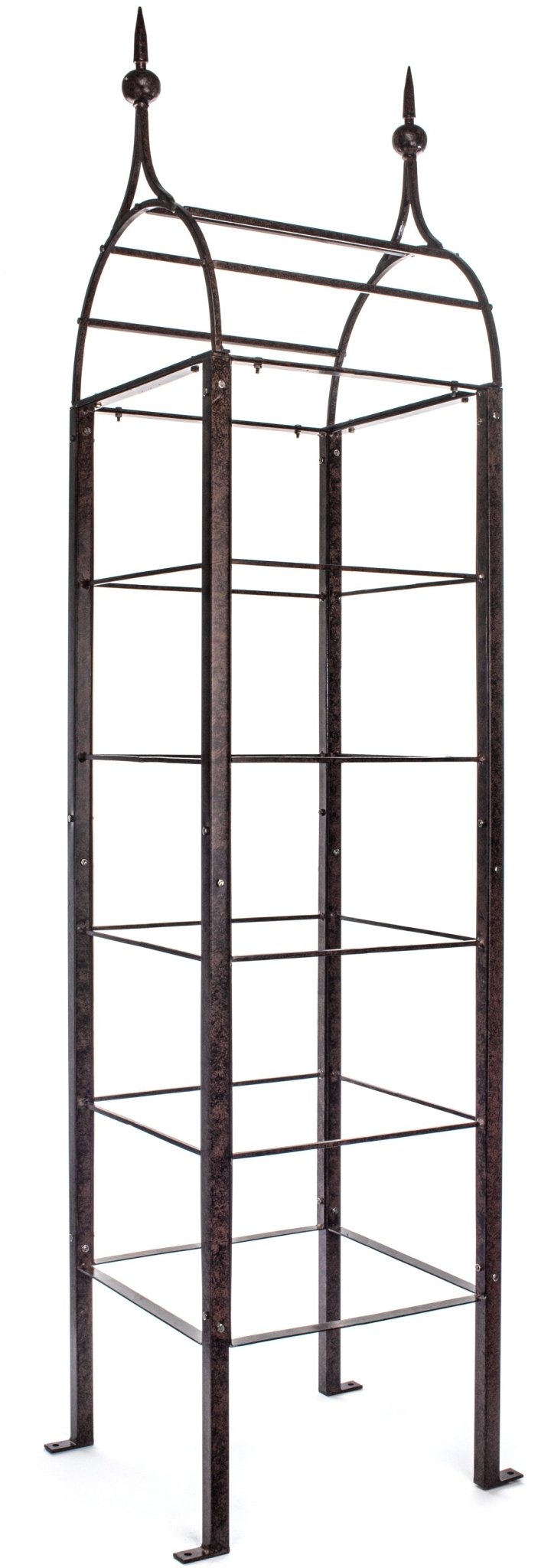 H Potter tall charcoal brown metal garden obelisk trellis with decorative spire top