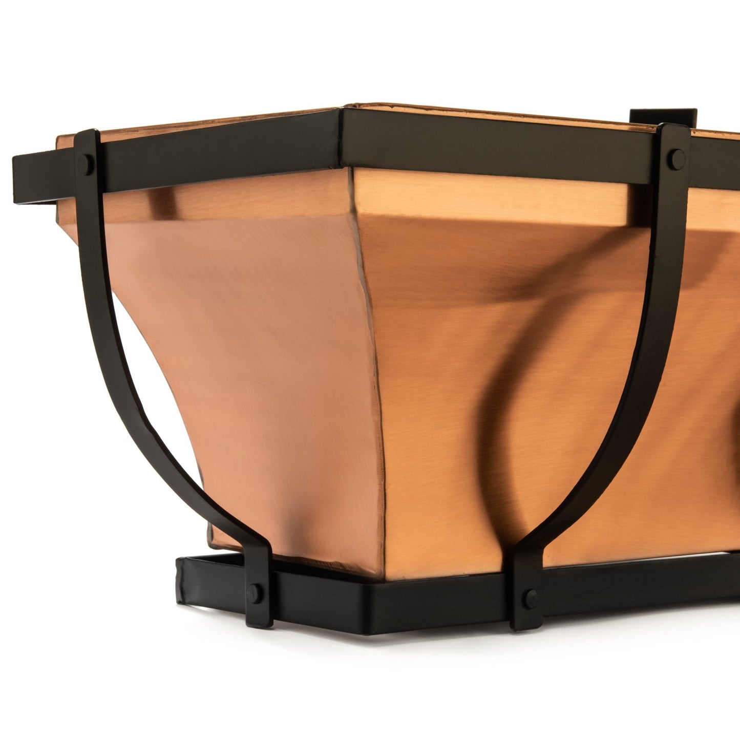 H Potter Copper Window Box Hanging Flower Deck Planter corner view closeup