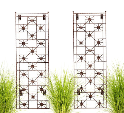 H Potter Delaney Wall Trellis Set of 2 with wall brackets and grass