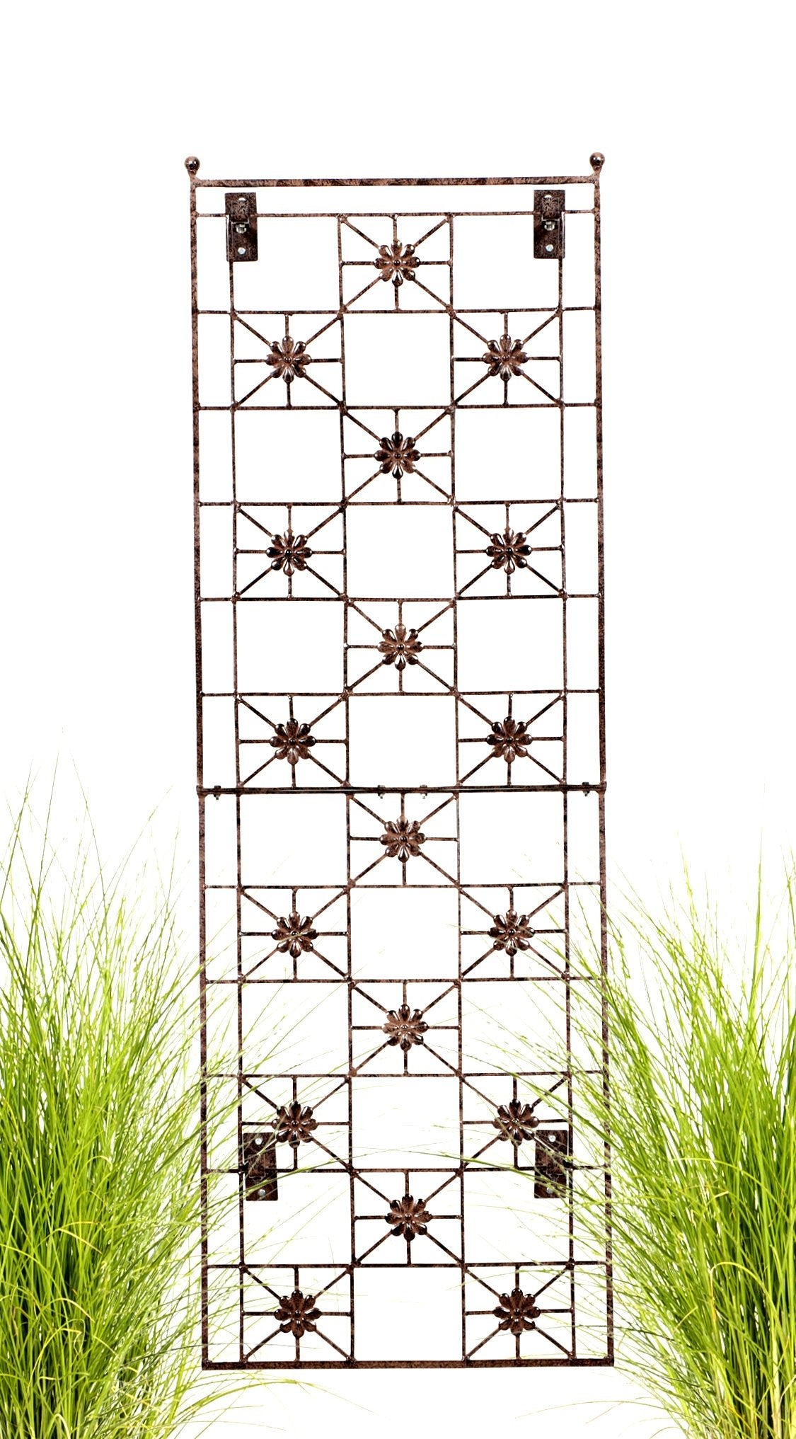 H Potter Delaney wall trellis with green grass plants