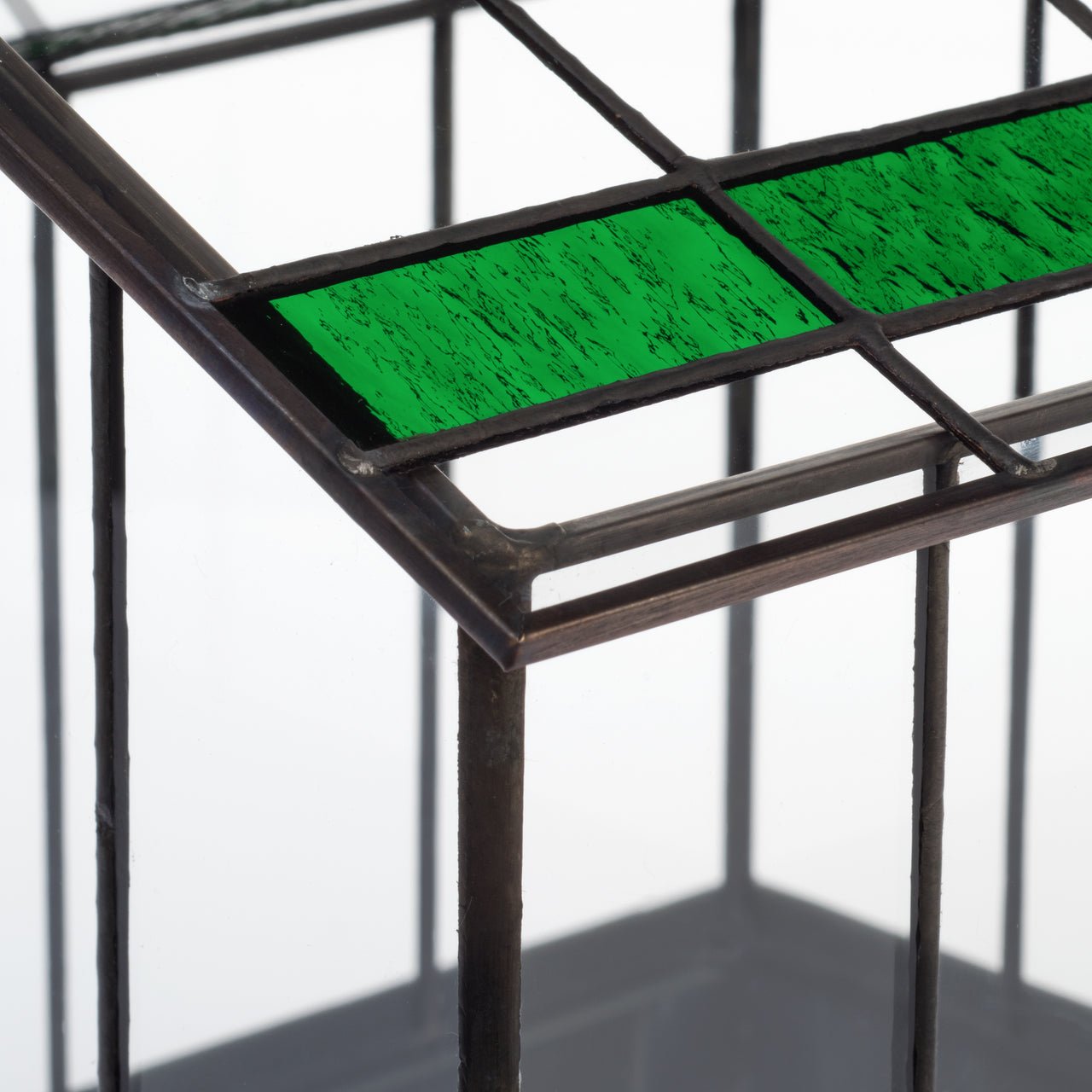 H Potter Terrarium Classic Wardian Case for Plants close up of green accent glass