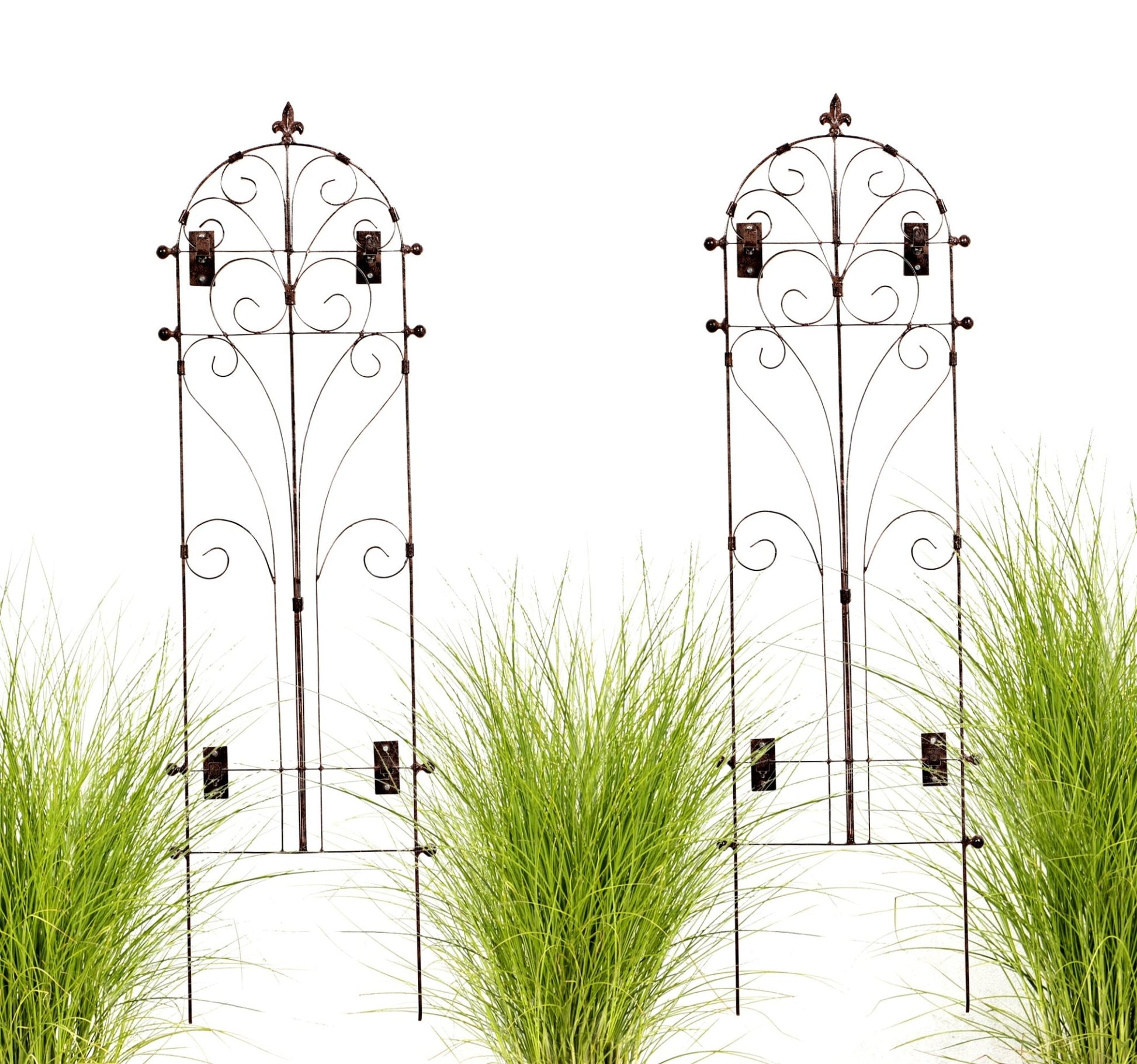 H Potter Set of 2 Italian Iron Trellis with Wall Art Mounting Brackets