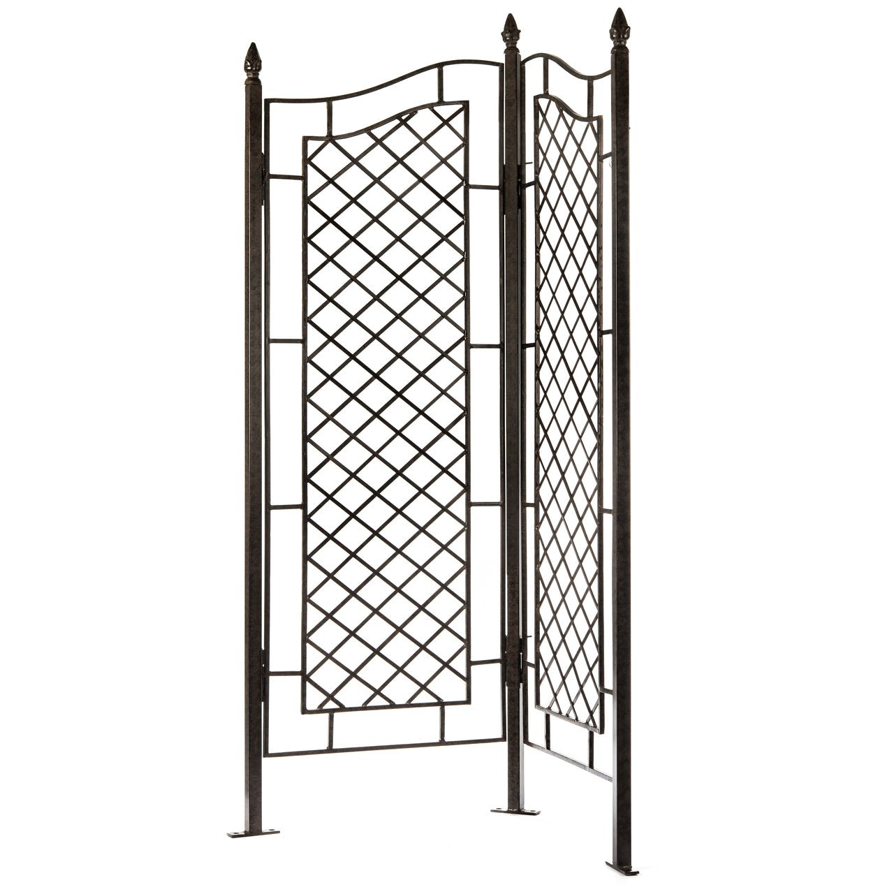 Hinged view of H Potter two-panel trellis showing adjustable angle for privacy screening