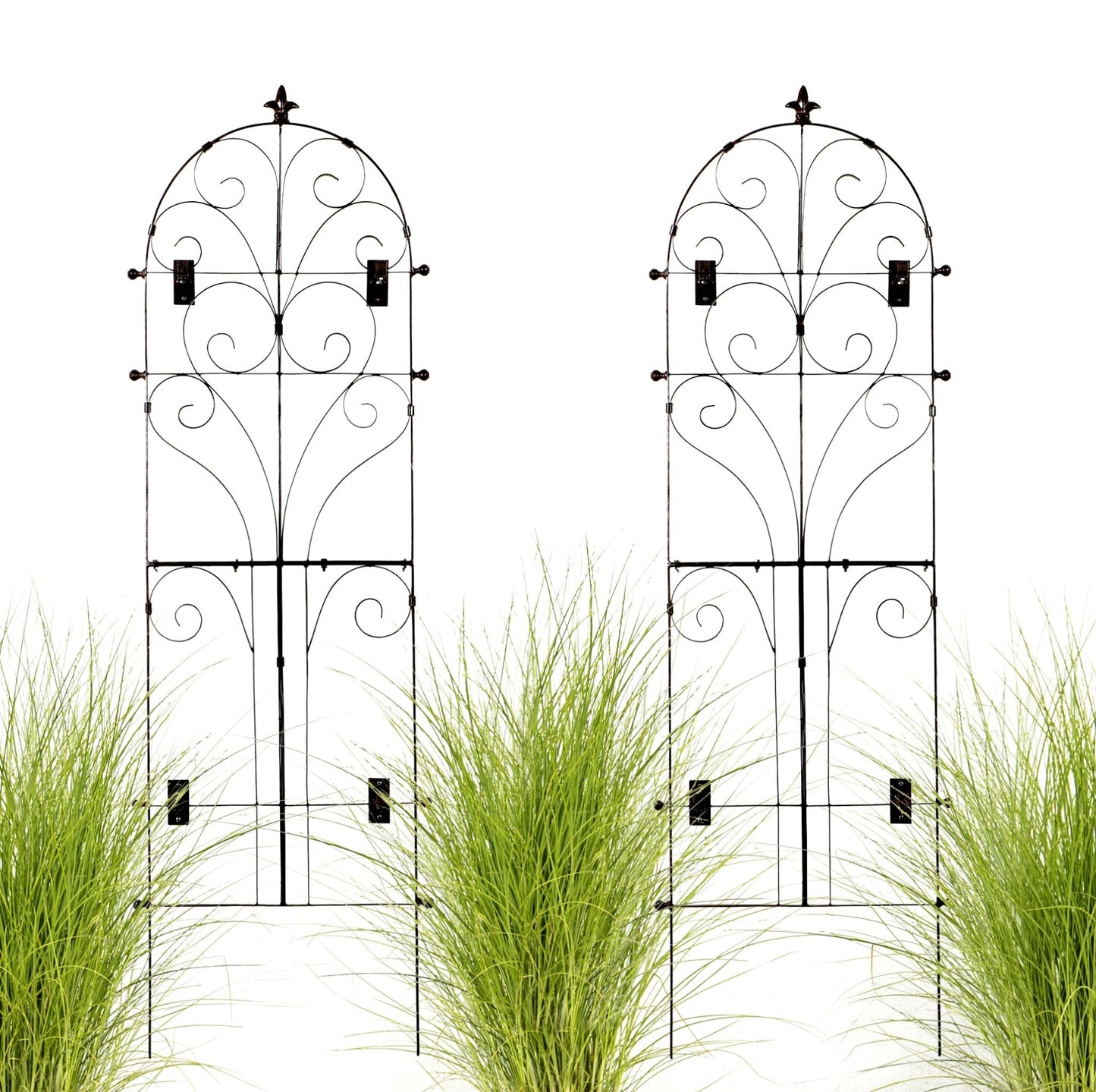 H Potter Set of 2 Large Italian Iron Garden Trellis Metal Wall Art with Mounting Brackets