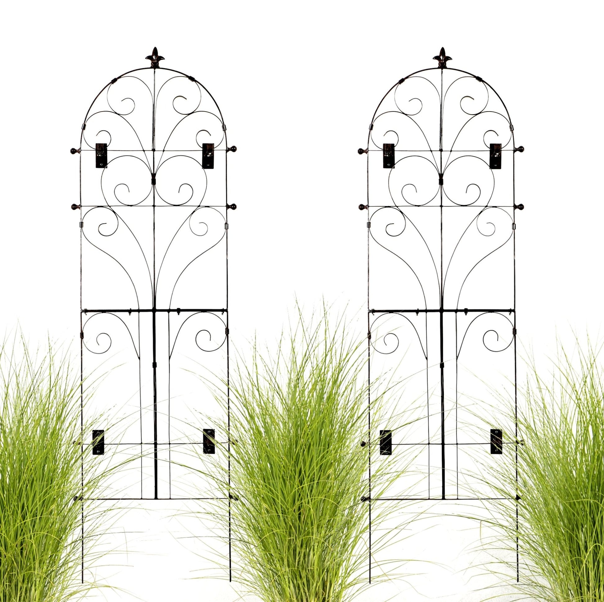 H Potter Set of 2 Large Italian Iron Garden Trellis Metal Wall Art with Mounting Brackets