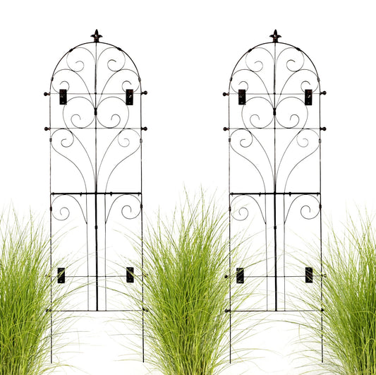 H Potter Set of 2 Large Italian Iron Garden Trellis Metal Wall Art with Mounting Brackets