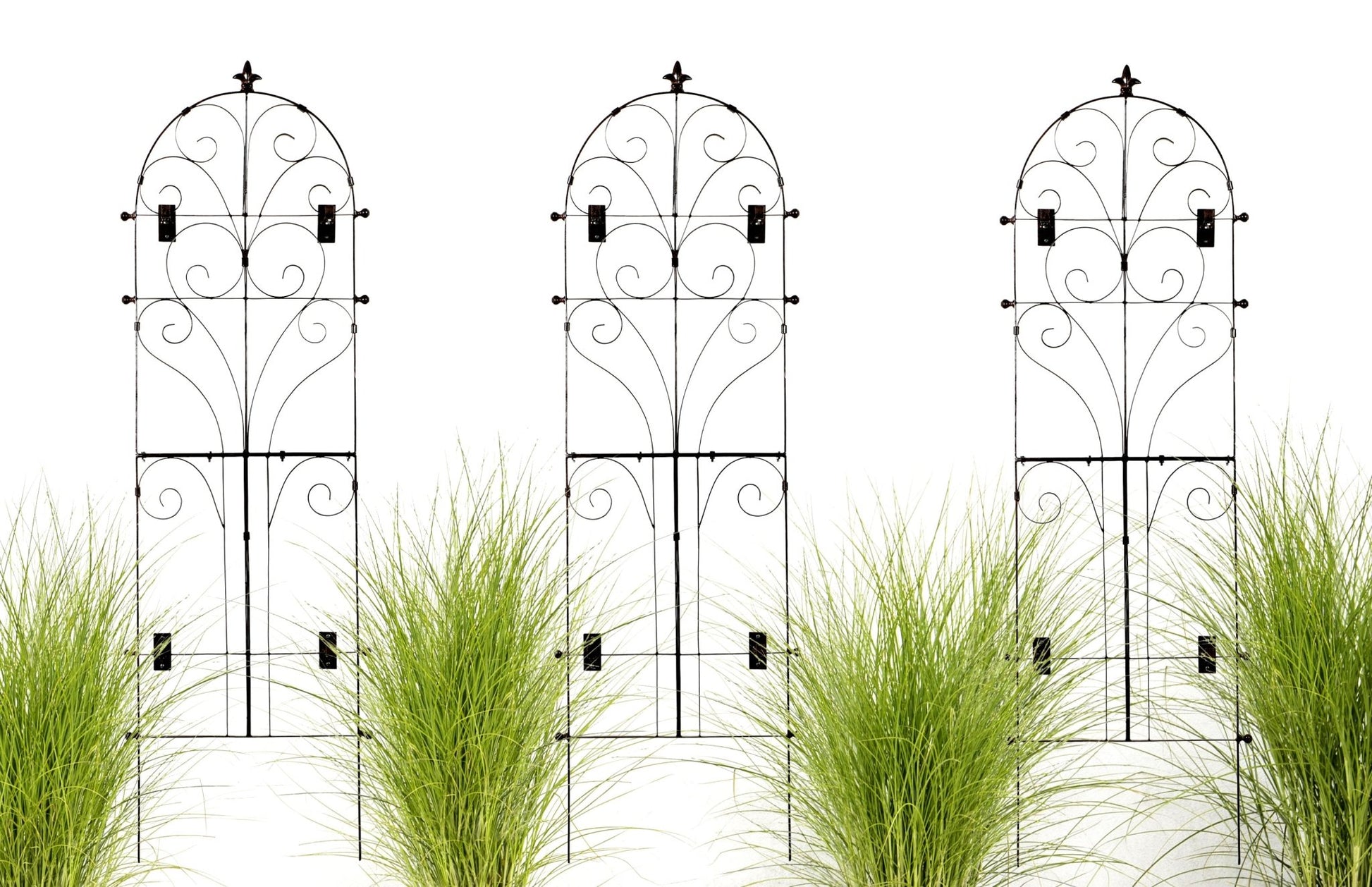 H Potter Set of 3 Large Italian Iron Garden Trellis Metal Wall Art with Mounting Brackets