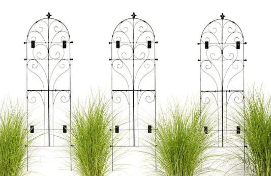 H Potter Set of 3 Large Italian Iron Garden Trellis Metal Wall Art with Mounting Brackets