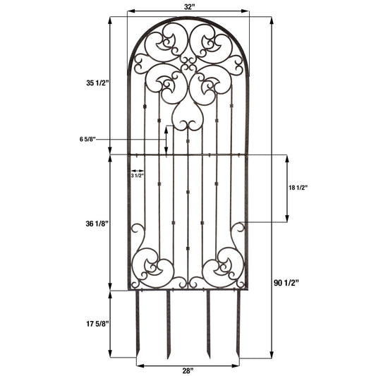 H Potter Garden Trellis Heavy Scroll Metal Decoration dimensional