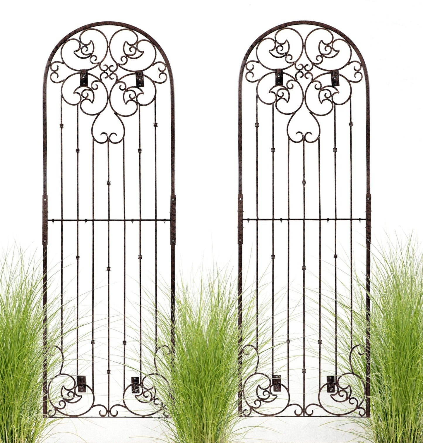 H Potter Set of 2 Wall Trellises 8 ft Iron Ornamental Metal with 4 Wall Brackets