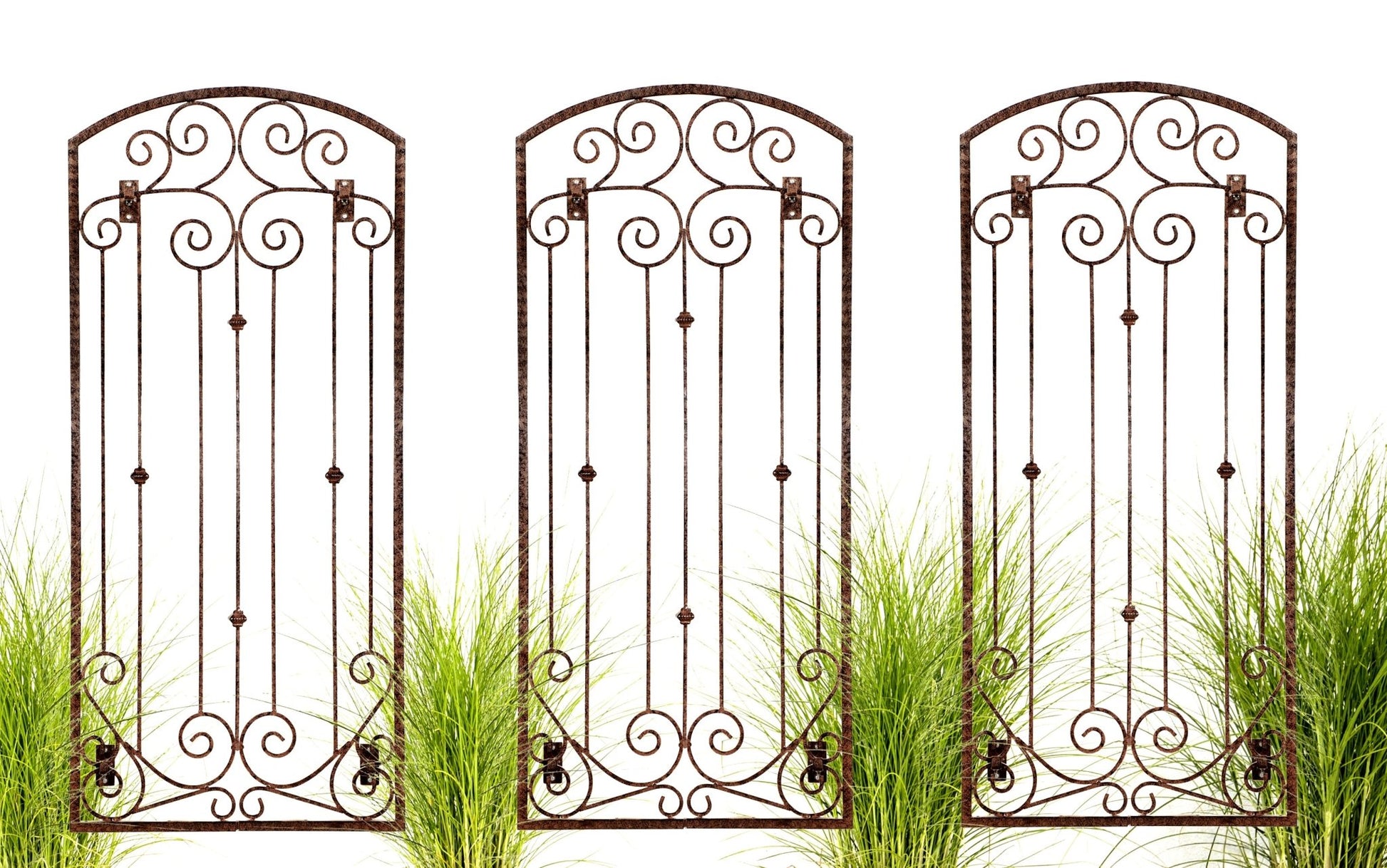 h potter set of 3 lenox estate arden trellises on white with green grass plants