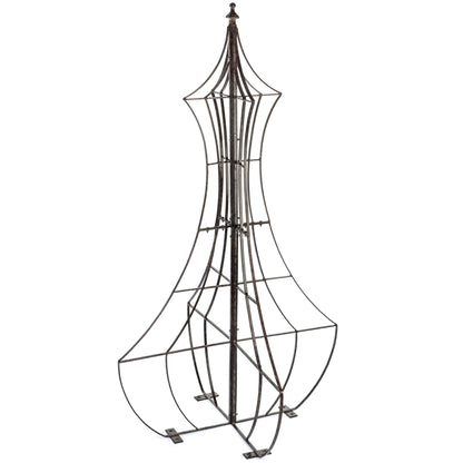 H Potter freestanding wrought-iron obelisk trellis, genie silhouette, charcoal-brown powder coat Garden Yard Art