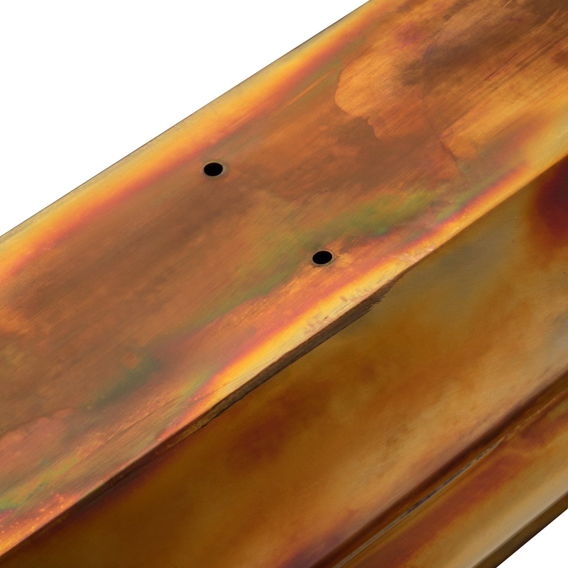 Close-up of rustic copper finish on metal window box planter and drainage 48 inch Outdoor Decor