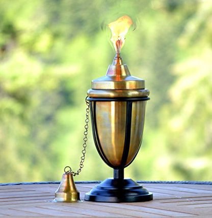 H Potter Rustic Table Top Patio Torch on a table outdoors