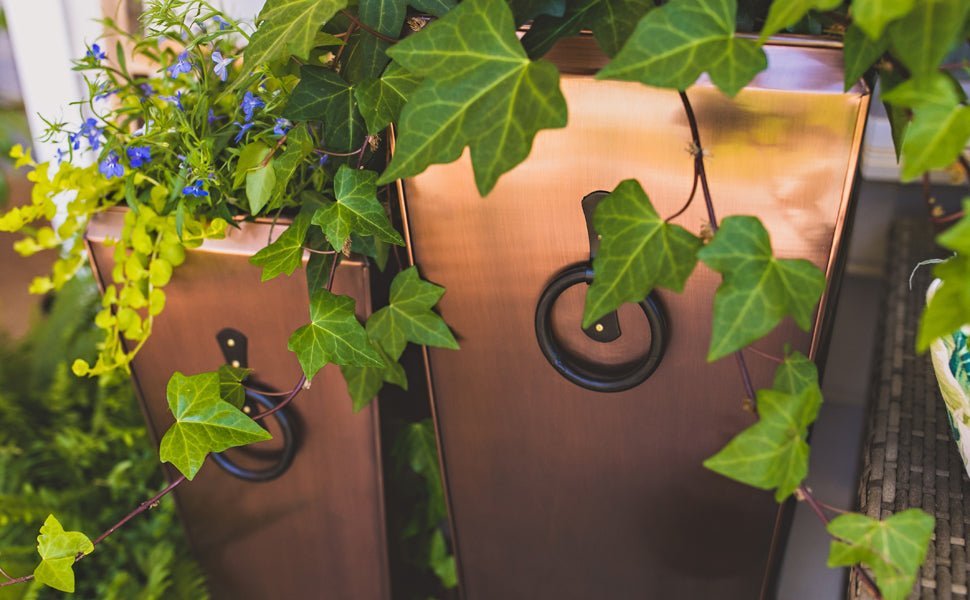 H Potter Planters Tall Outdoor Indoor Antique Copper - Set of 2 close up