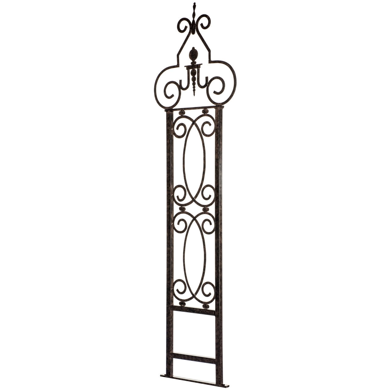 H potter trellis side angle—slim profile allows airflow; supports vines without bulky fencing; easy to stake