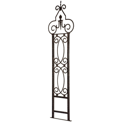 H potter trellis side angle—slim profile allows airflow; supports vines without bulky fencing; easy to stake