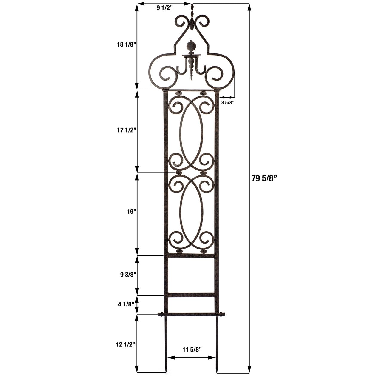 Dimension diagram—H Potter vertical trellis height/width for patio, deck, porch, or garden bed