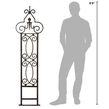 Dimensions with gray man—scale view; fits small patios/balconies; check HOA rules before wall mount