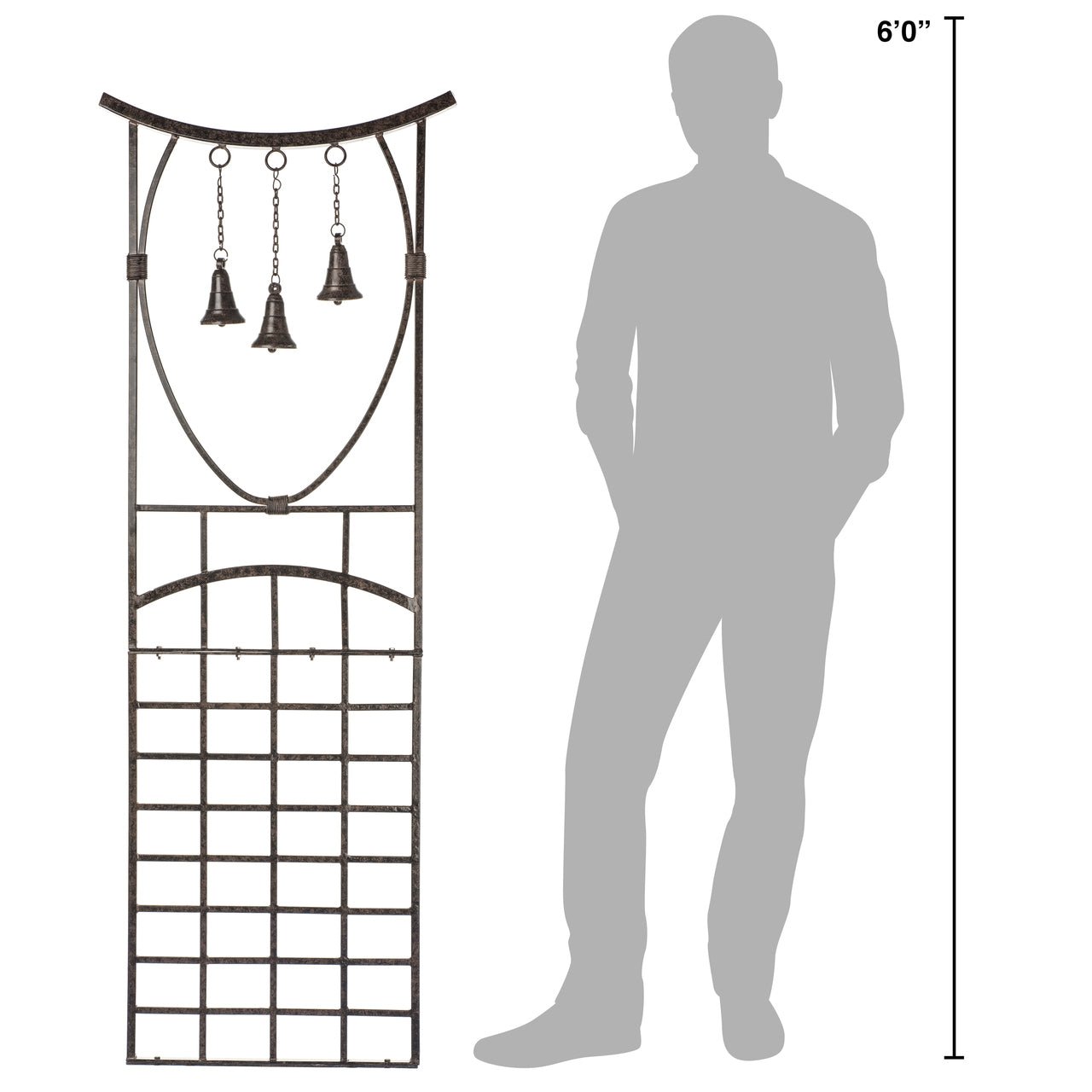 H Potter Steeple Bells garden trellis GAR313 shown with person silhouette for size reference