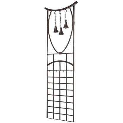 Front view of H Potter Steeple Bells metal garden trellis GAR313 for climbing plants and yard decor