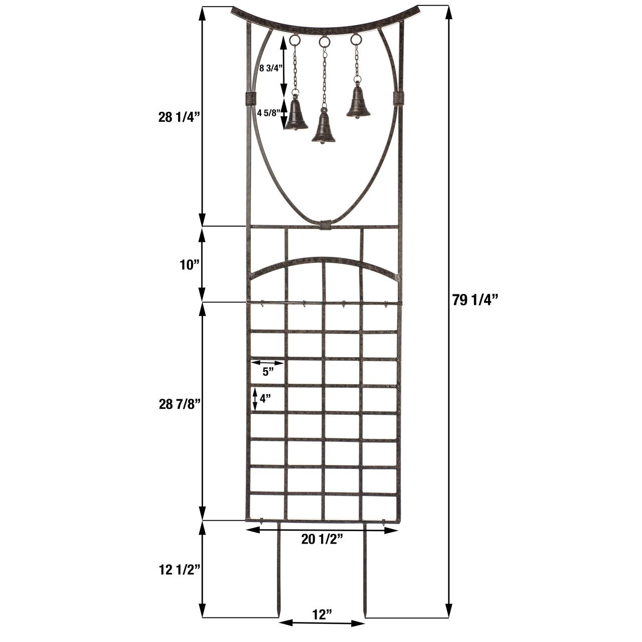 H Potter Garden Trellis Steeple Bells dimensional image