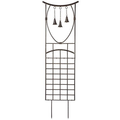 Full view of H Potter Steeple Bells garden trellis GAR313 with ground stakes for freestanding installation
