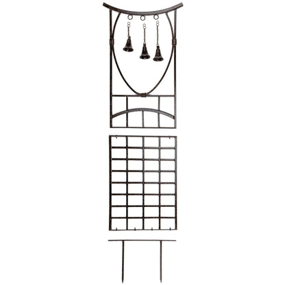 H Potter Steeple Bells metal garden trellis GAR313 with integrated ground stakes for outdoor installation