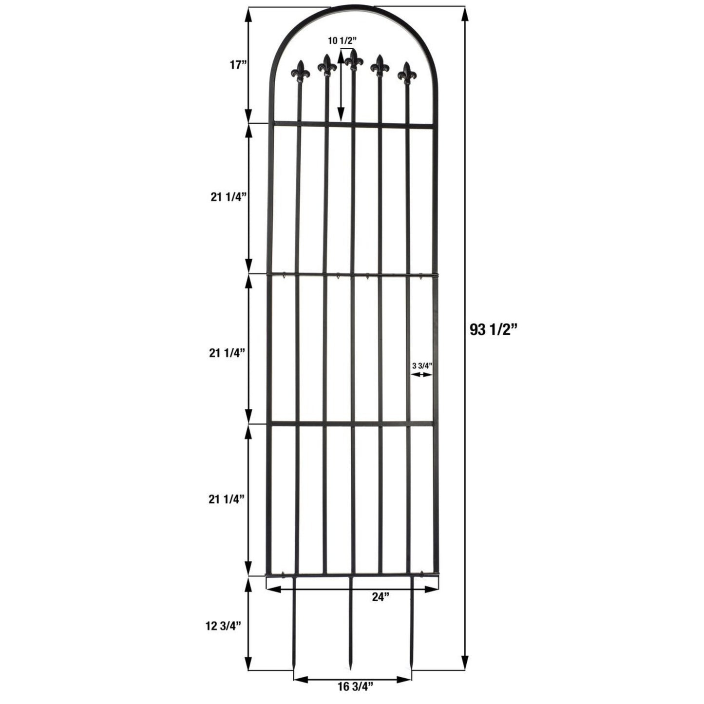 Dimensions diagram for H Potter large verona garden trellis