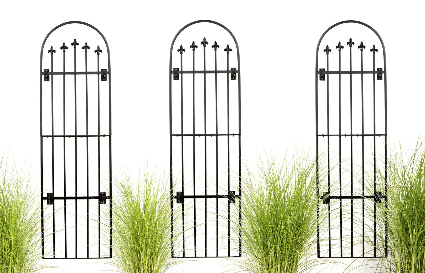H Potter Set of 3 Large Garden Trellis set Iron Garden Yard Art with Wall Mounting Brackets