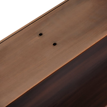 Top view of H Potter antique copper window box showing drainage holes