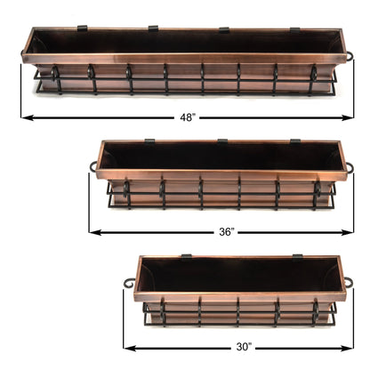 H Potter flared copper window boxes available in 30 36 and 48 inch sizes